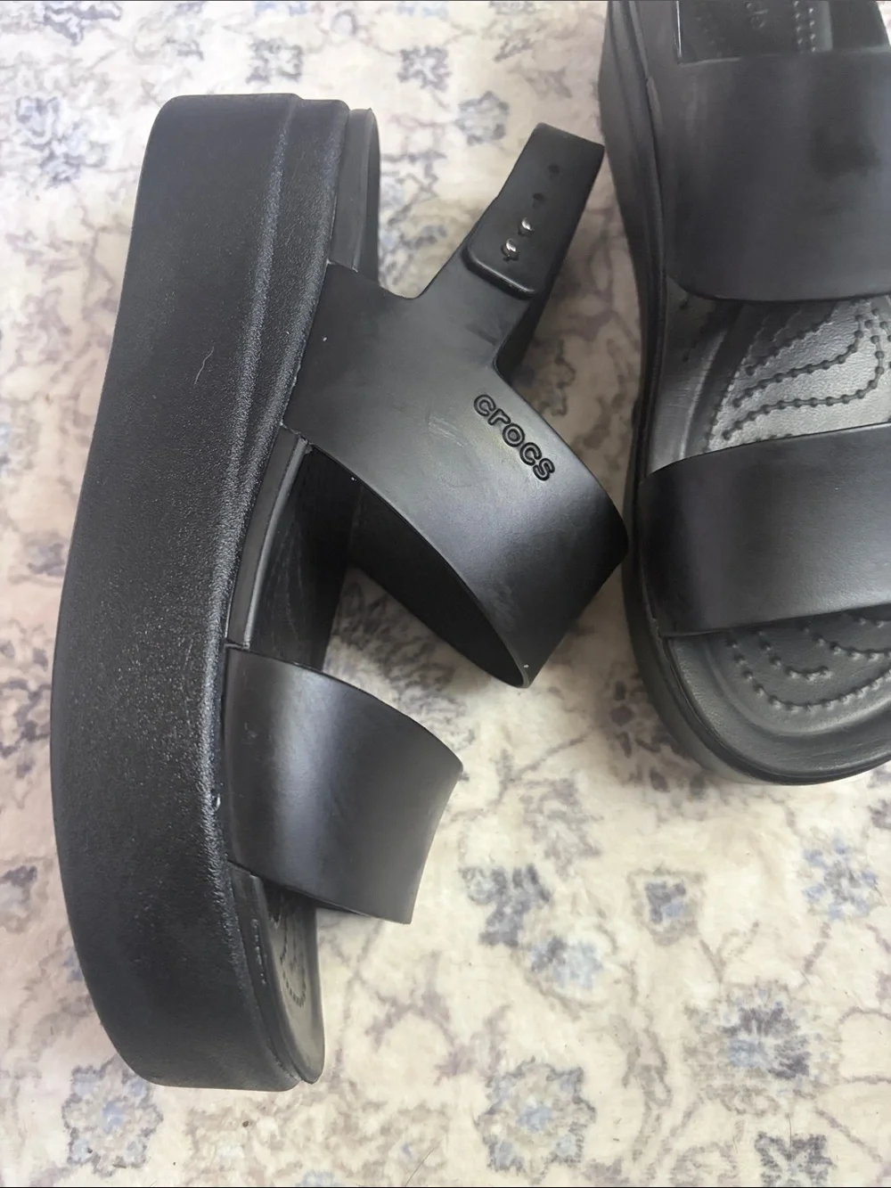 CROCS Women's Black Platform Strap Slingback Sandal